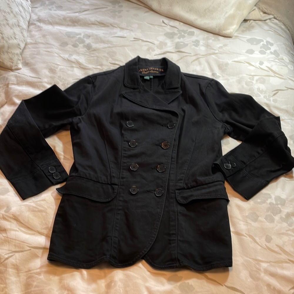 Lauren Jeans Co. Black denim jacket. Size L